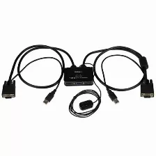 Switch Conmutador Kvm Startech.com (sv211usb) 2 Puertos Vga, Alimentado Por Usb, Interruptor Remoto, Color Negro
