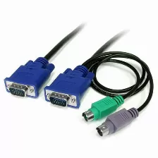 Cable Kvm De 1,8m Ultra Delgado Todo En Uno Vga Ps/2, Hd15 - 6ft Pies 3 En 1 (svecon6)