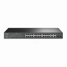 Switch Tp-link Tl-sl2428p 24 Puertos Rj45 10/100 Mbps Poe+ Con 2 Puertos Rj45 Gigabit Y 2 Ranuras Sfp Gigabit Combo No Administrable Para Rack 19 Pulgadas