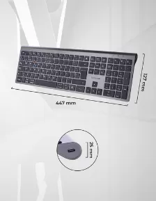 Teclado Techzone Tzactcb01 Inalámbrico, Rf Inalámbrico + Bluetooth, Negro, Plata