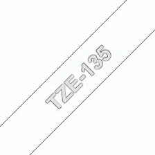 Cinta Brother Tze-135 Blanco Sobre Transparente, 1.2 Cm, 8 M
