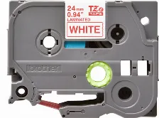 Cinta Brother Tze-252 Rojo Sobre Blanco, 2.4 Cm, 8 M