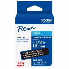 Cinta Brother Tze335g Blanco Sobre Negro, 1.2 Cm, 8 M