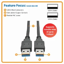 Cable Usb Tripp Lite Usb A A Usb A, 5000 Mbit/s, Negro