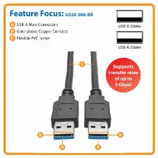 Cable Usb Tripp Lite Usb A A Usb A, 5000 Mbit/s, Negro