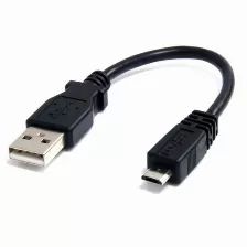 Cable Adaptador Startech, 15cm Usb A Macho A Micro Usb B Macho, Para Teléfono Móvil Carga Y Datos Negro, (uusbhaub6in)