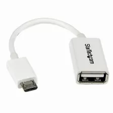 Cable Adaptador Startech (uusbotgw), Micro Usb Macho A Usb Hembra Otg Blanco De 12cm