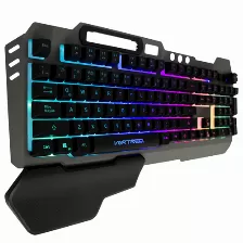 Teclado Perfect Choice Holder Alámbrico, Usb, Interruptor De Membrana, Led Rgb, Negro