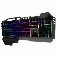 Teclado Perfect Choice Holder Alámbrico, Usb, Interruptor De Membrana, Led Rgb, Negro