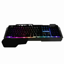 Teclado Perfect Choice Holder Alámbrico, Usb, Interruptor De Membrana, Led Rgb, Negro