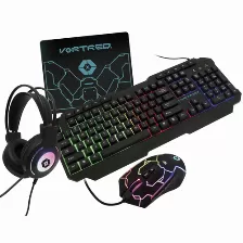 Kit Teclado Y Mouse Perfect Choice V-930655 Usb, Retroiluminado, Alámbrico, 4800 Dpi, Negro