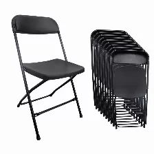 Caja De 10 Sillas Negras Plegables Modamob Reforzadas, 47 X 45 X 82cm, Tubo 19mm, Hasta 120kg