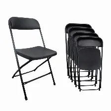 Caja 5 Sillas Negras Plegables Modamob Reforzadas, 47cmx45cmx82cm, Tubo 19mm, Hasta 120kg