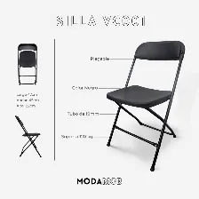 Caja 5 Sillas Negras Plegables Modamob Reforzadas, 47cmx45cmx82cm, Tubo 19mm, Hasta 120kg