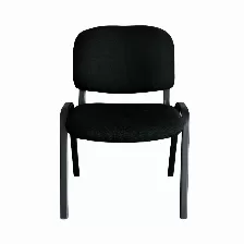 Silla De Visita Modamob, Asiento Y Respaldo Acojinado De Tela, Estructural De Metal, Color Negro