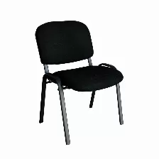 Silla De Visita Modamob, Asiento Y Respaldo Acojinado De Tela, Estructural De Metal, Color Negro