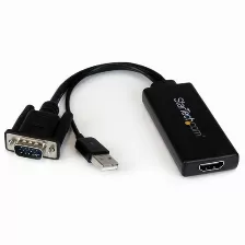 Adaptador Startech Vga A Hdmi Con Audio Y Alimentación Usb Conversor Vga A Hdmi Portátil 1080 P, (vga2hdu)