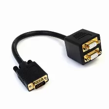 Startech Cable De 30cm Duplicador Divisor De Vídeo Vga De 2 Puertos Salidas Compacto, Bifurcador, Splitter - 2x Hembra Hd15 (vgaspl1vv)