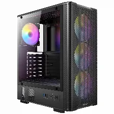 Gabinete Antec Vx310 Argb Midi Tower, Ventana Lateral Cristal Templado, 4x Ventiladores 120 Mm, Negro