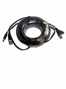 Cable Saxxon Con Conectores Bnc Y Plug De Energia Para Camara De Vigilancia 20 Mts, Negro