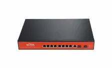Switch Wi-tek Wi-pms310gf-ups-plus Gestionado, L2, Rj-45 8, Gigabit Ethernet (10/100/1000), 8 Poe, Negro, Naranja