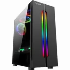 Gabinete Gamer Xzeal Xz120 Torre Atx, Panel Lateral Vidrio Templado, 3 Vent.120mm Rgb, Sin Fuente, Negro
