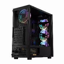 Gabinete Xzeal Xz110-1 Torre Atx, Panel Lateral Vidrio, 3x Ventiladores Rgb, Negro