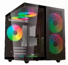 Gabinete Gamer Xzeal Cubo, Ventana Cristal, 2x Vent Frontales, 1x Vent Trasero 120mm, Negro