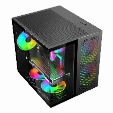 Gabinete Gamer Xzeal Cubo, Ventana Cristal, 2x Vent Frontales, 1x Vent Trasero 120mm, Negro
