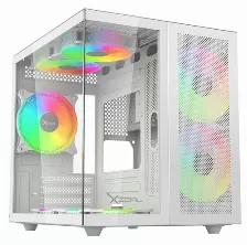Gabinete Gamer Xzeal Cubo, Argb, Ventana Cristal, 2 Ventiladores Frontales, Ventilador Trasero 120mm, Blanco