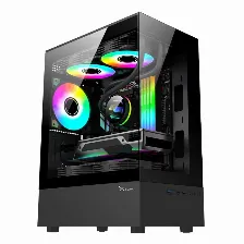 Gabinete Xzeal X-zynergy, Soporta M-atx/itx, 1xusb 1.0, 1xusb 3.0, 3xvent Rgb, Negro, Open Box Nuevo