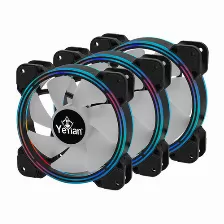 Ventilador Yeyian Ycf-3kfs-01 Tamaño 12 Cm, 1300 Rpm Max, Led Azul, Verde, Rojo, Color Negro