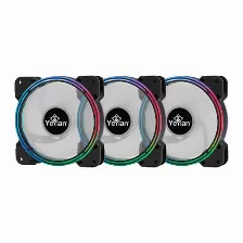 Ventilador Yeyian Ycf-3kfs-01 Tamaño 12 Cm, 1300 Rpm Max, Led Azul, Verde, Rojo, Color Negro