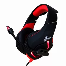 Diadema Gaming Yeyian Wicked Serie 3000, Ydw-33402, Con Microfono, Interfaz Usb, Control De Volumen, Rojo Negro