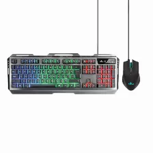 Kit Gamer De Teclado Y Mouse Yeyian Phoenix S3000 Alambrico Iluminacion Led, Usb,color Plata, Ykp20706
