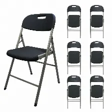 Caja De 6 Sillas Negras Plegables Modamob, Modelo Black Titan, Reforzadas, 52cm Largo, 47.5cm Ancho, 85cm Alto, Diametro Tubo 25mm, Calibre 1mm Sin Caja