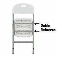 Caja De 6 Sillas Blancas Plegables Reforzadas Modamob, 52cm Largo, 47.5cm Ancho, 85cm Alto, Diametro Tubo 25mm, Calibre 1mm
