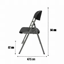Silla Modamob D52, Plegable Reforzada, 52cm Largo, 47.5cm Ancho, 85cm Alto, Diametro Tubo 25mm, Color Negro