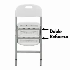 Silla Plegable Uso Rudo Modamob, Modelo Titan, 52cm Largo, 47.5cm Ancho, 85cm Alto, Diametro Tubo 25mm, Color Blanco