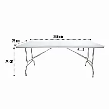 Mesa Plegable Modamob 2.44 Metros, Plegable, 2.440x760x740cm, Calibre 25mm, 4.3cm Grosor, Blanco